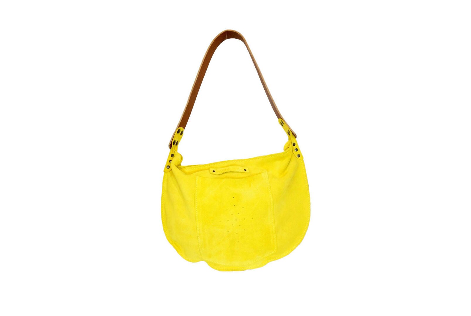 Julie cuir velours jaune soleil